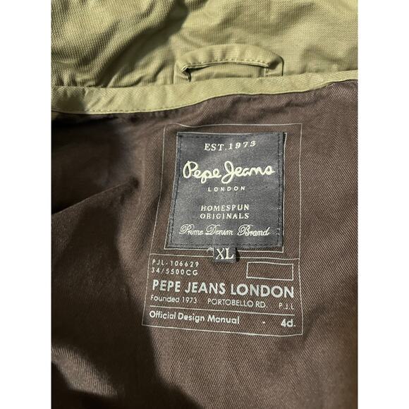 Pepe Jeans London Parka Jacket Olive Green Zippered with Pockets Men's sz. XL - Picture 3 of 12
